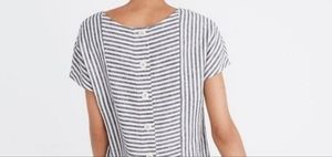 Madewell Stripe Play Button Linen end Tee Dress